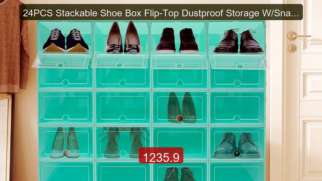 24PCS Stackable Shoe Box Flip-Top Dustproof Storage W/Snap-Together... -- Top Rated 2026 | Buy Now!