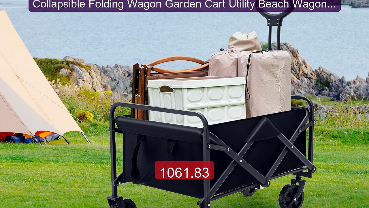 Collapsible Folding Wagon Garden Cart Utility Beach Wagon with... -- Best Buy 2026 | Great Quality!