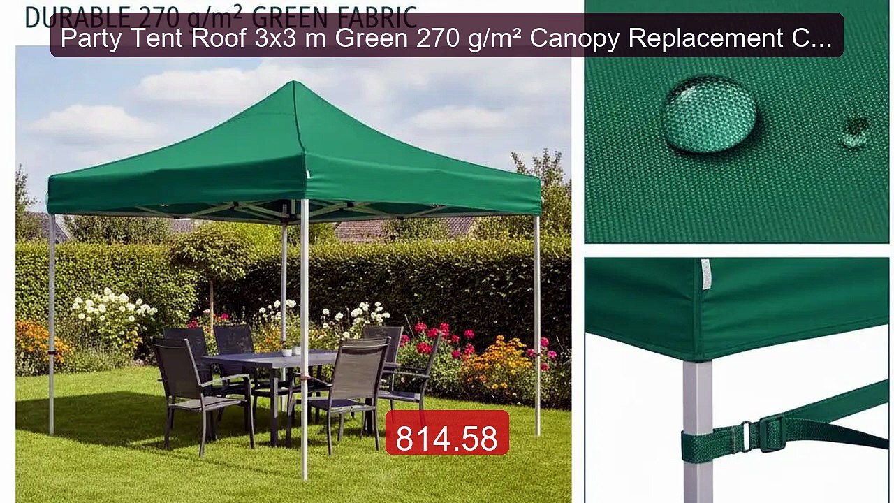 Party Tent Roof 3x3 m Green 270 g/m² Canopy Replacement Cover for G... -- Top Rated 2026 | Buy Now!