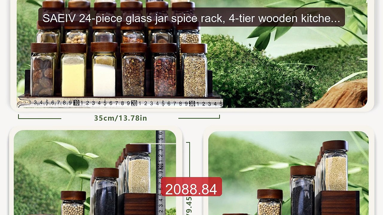 SAEIV 24-piece glass jar spice rack, 4-tier wooden kitchen ... -- Top Pick 2026 | Unbeatable Price!