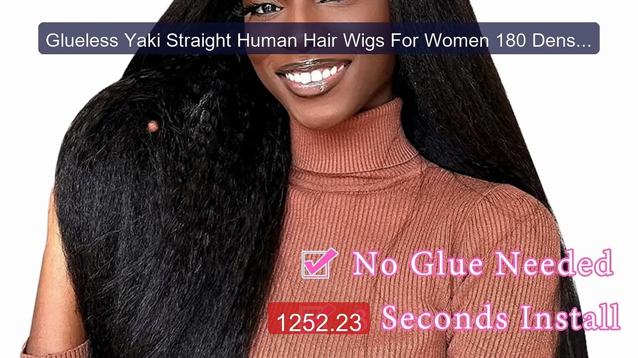 Glueless Yaki Straight Human Hair Wigs For Women 180 Density Pre Cu... -- Top Rated 2026 | Buy Now!
