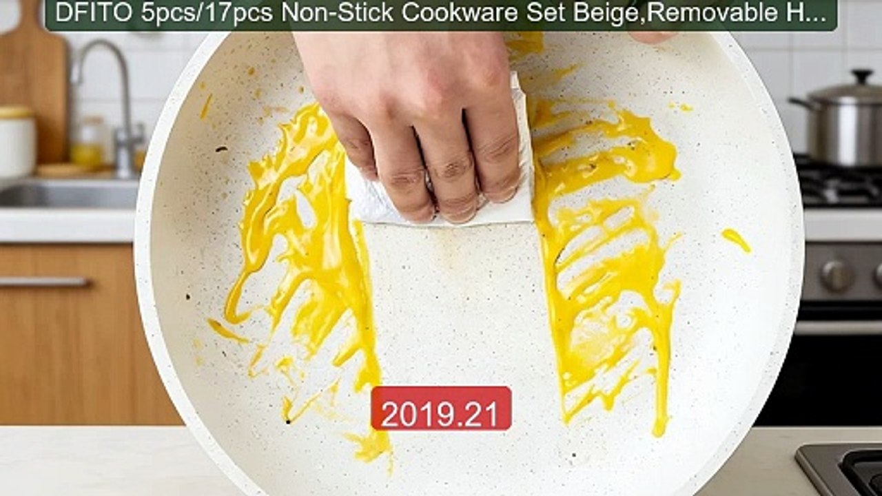 DFITO 5pcs/17pcs Non-Stick Cookware Set Beige,Removable Handle Pots... -- Top Rated 2026 | Buy Now!