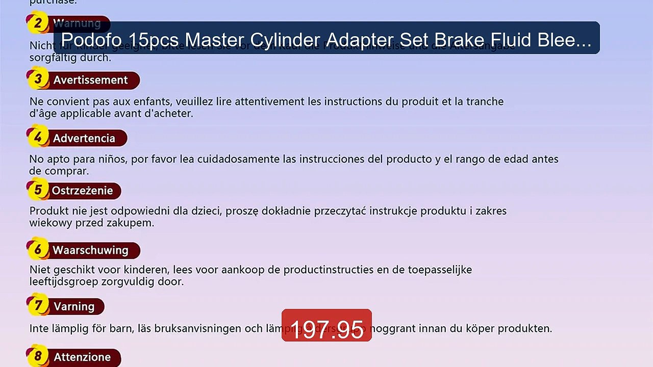 Podofo 15pcs Master Cylinder Adapter Set Brake Fluid Bleeder A... -- Best Buy 2026 | Great Quality!