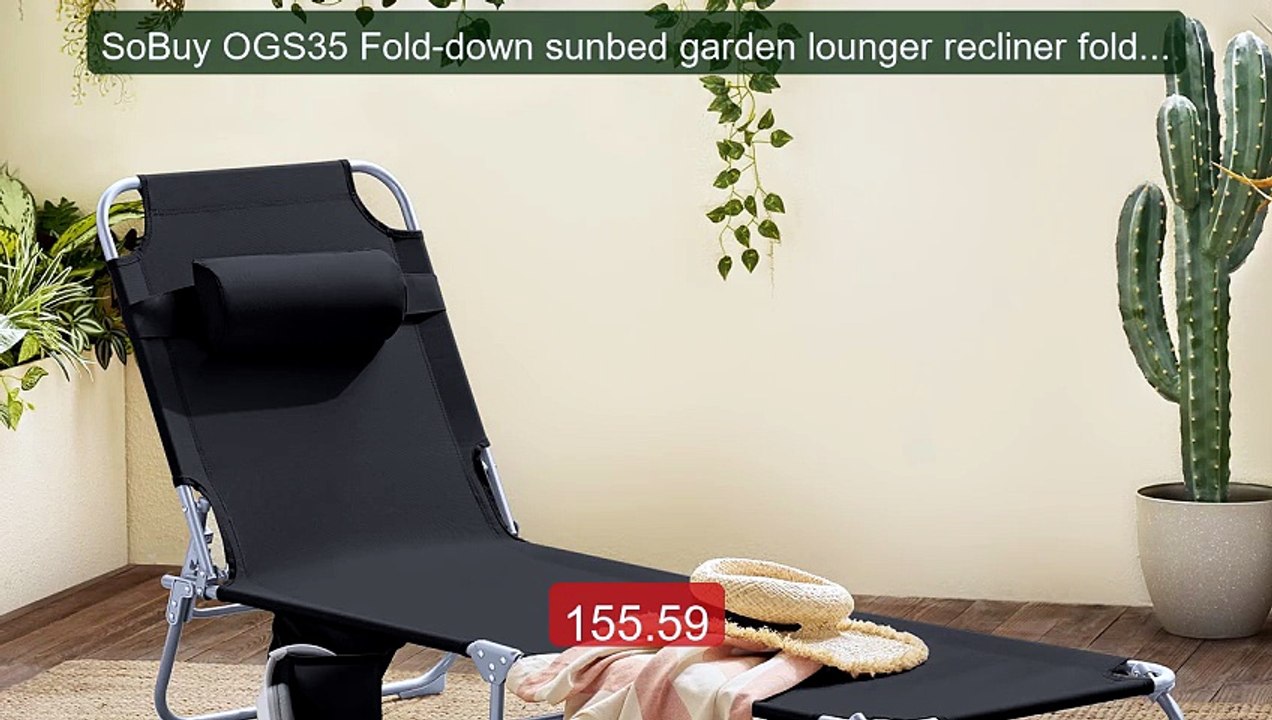 SoBuy OGS35 Fold-down sunbed garden lounger recliner folding pillo... -- Best Deal 2026 | Shop Now!