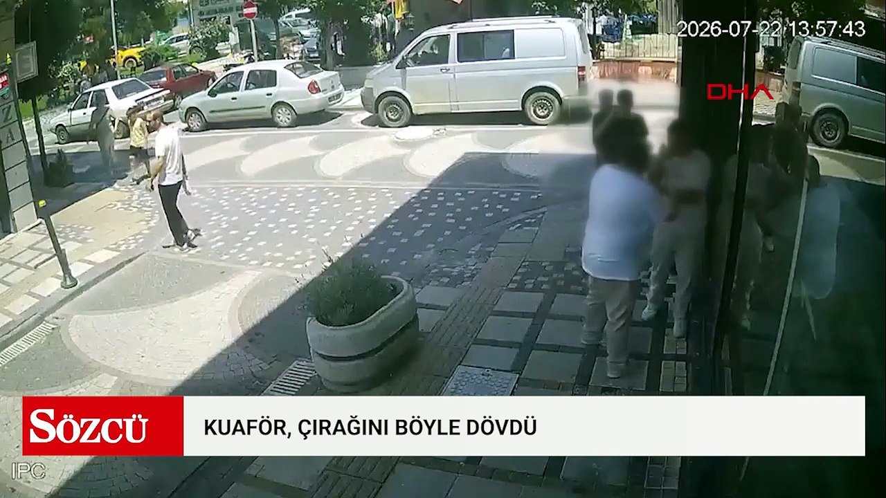 Kuaför, çırağını darbetti; o anlar kamerada