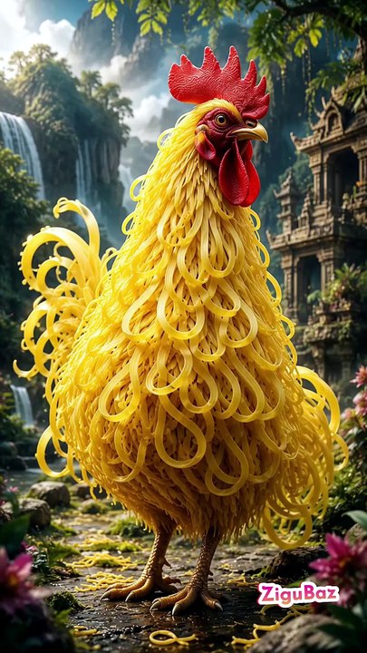 🐓 This Rooster Is Made of Noodles... Wait Until It Moves! 😱 #AIVideo #SpaghettiRooster #NoodleChicken #SurrealArt #OddlySatisfying #Shorts #ZiguBaz Khyaa TV
