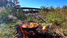 Esta laguna es increíble, pesca y cocina, entraña a la sarten con verduras, pesca de barrio