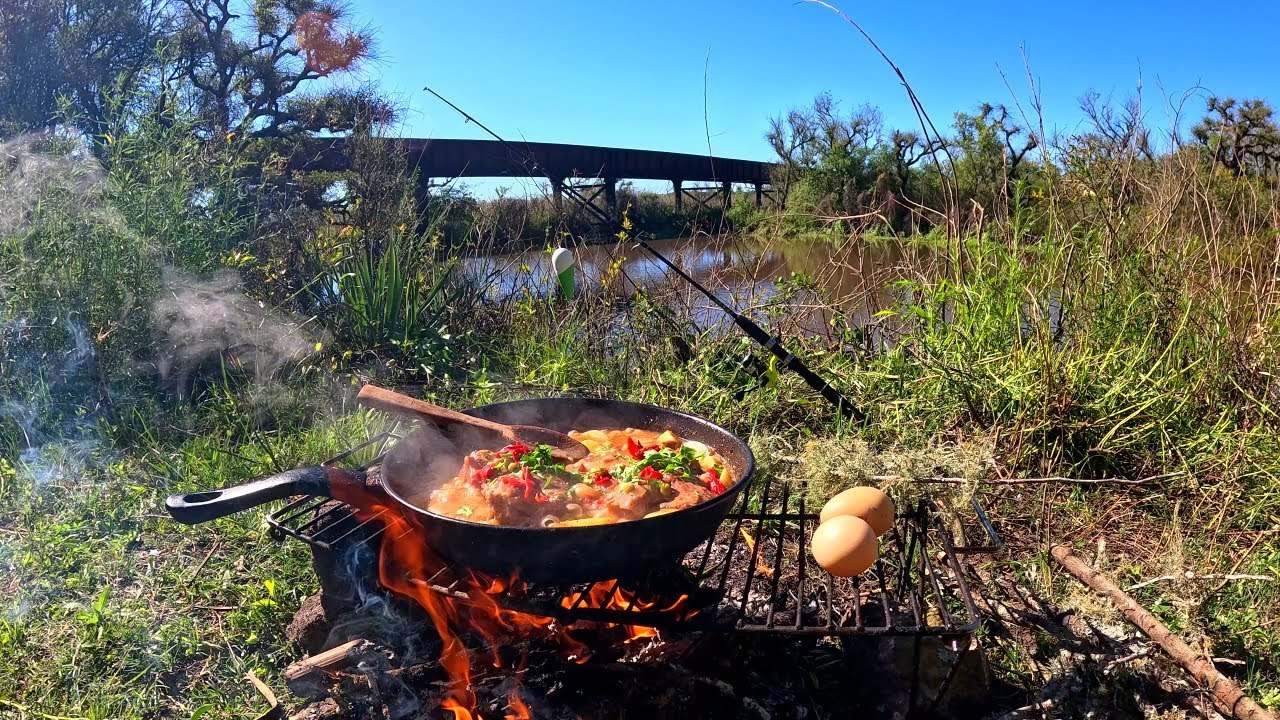 Esta laguna es increíble, pesca y cocina, entraña a la sarten con verduras, pesca de barrio