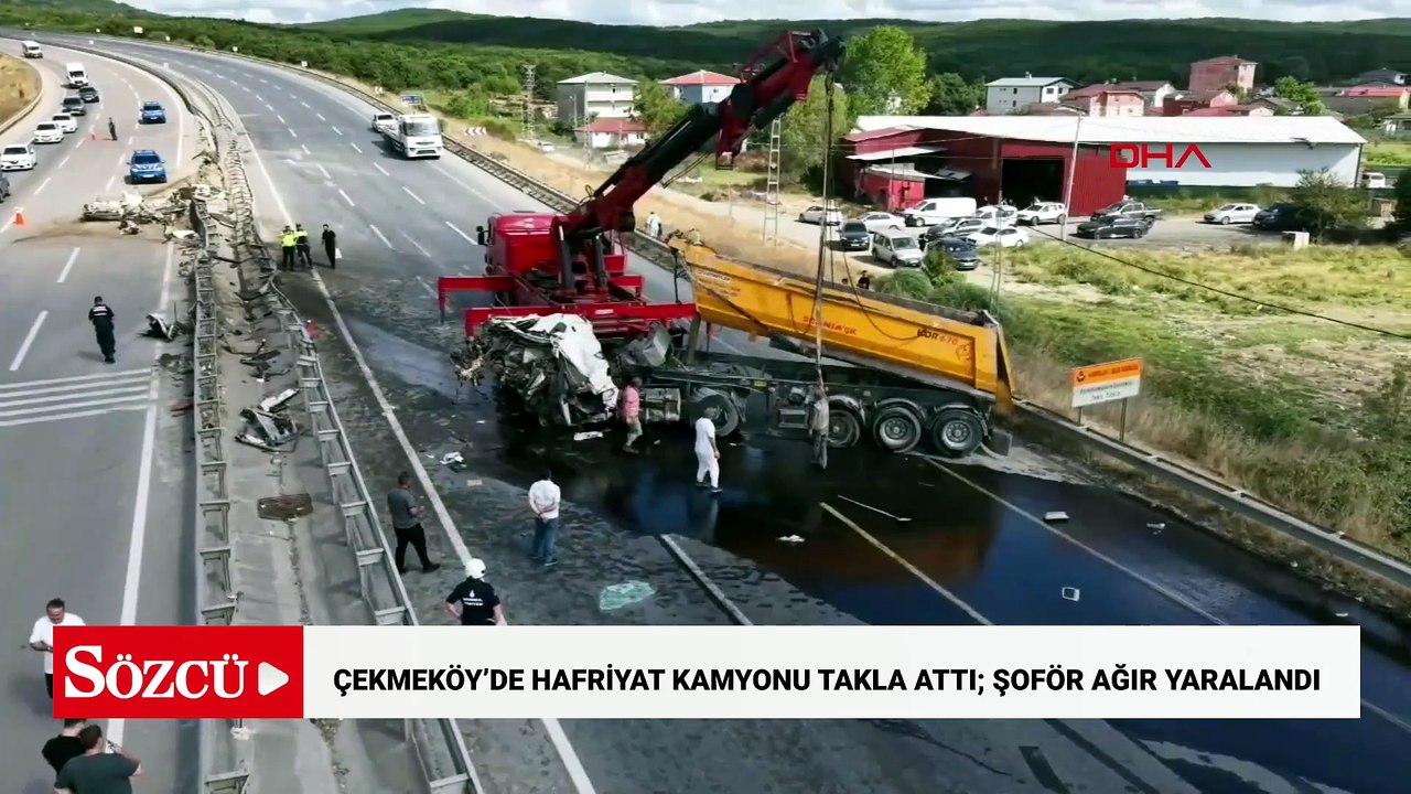 Çekmeköy’de hafriyat kamyonu takla attı; şoför ağır yaralandı