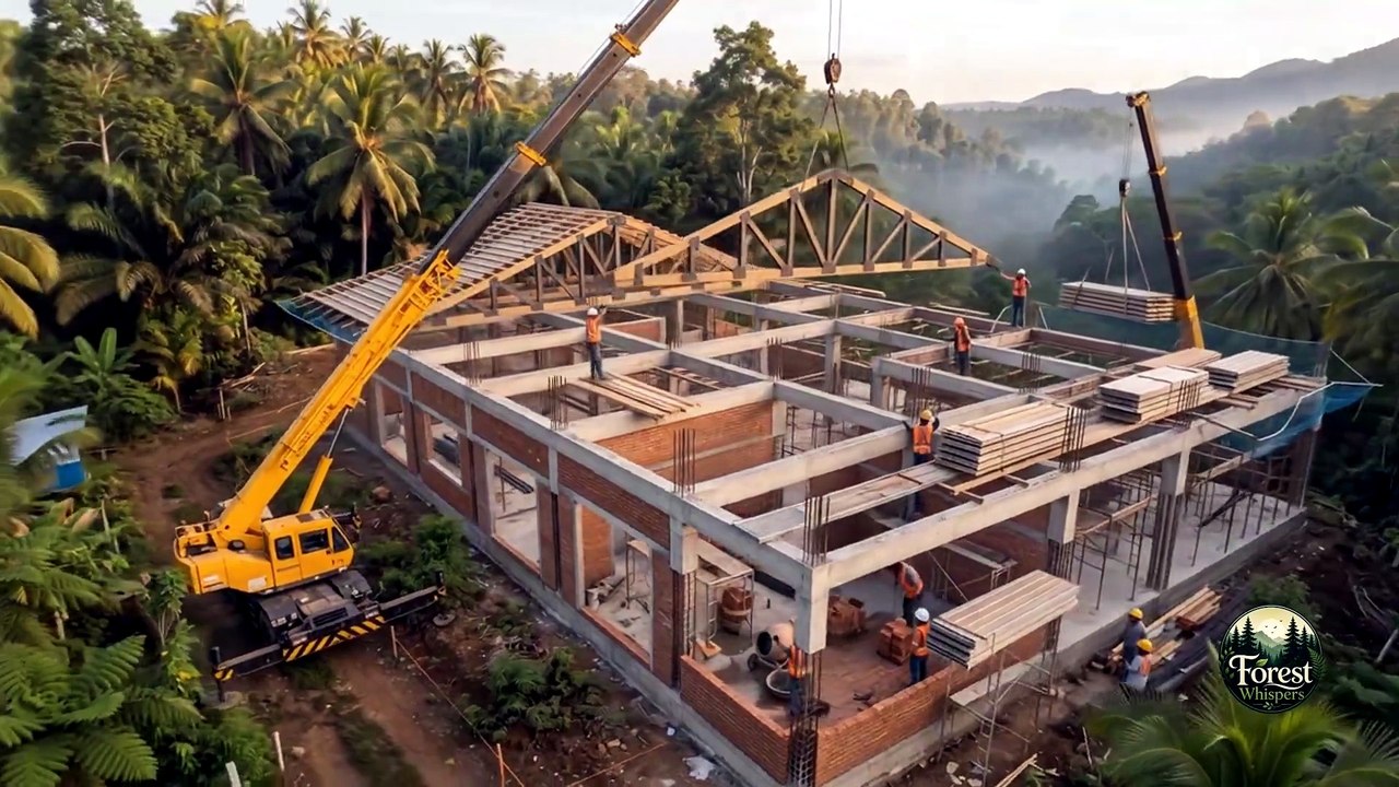 Luxury Modern Villa Construction Journey in Tropical Jungle | Start to Finish