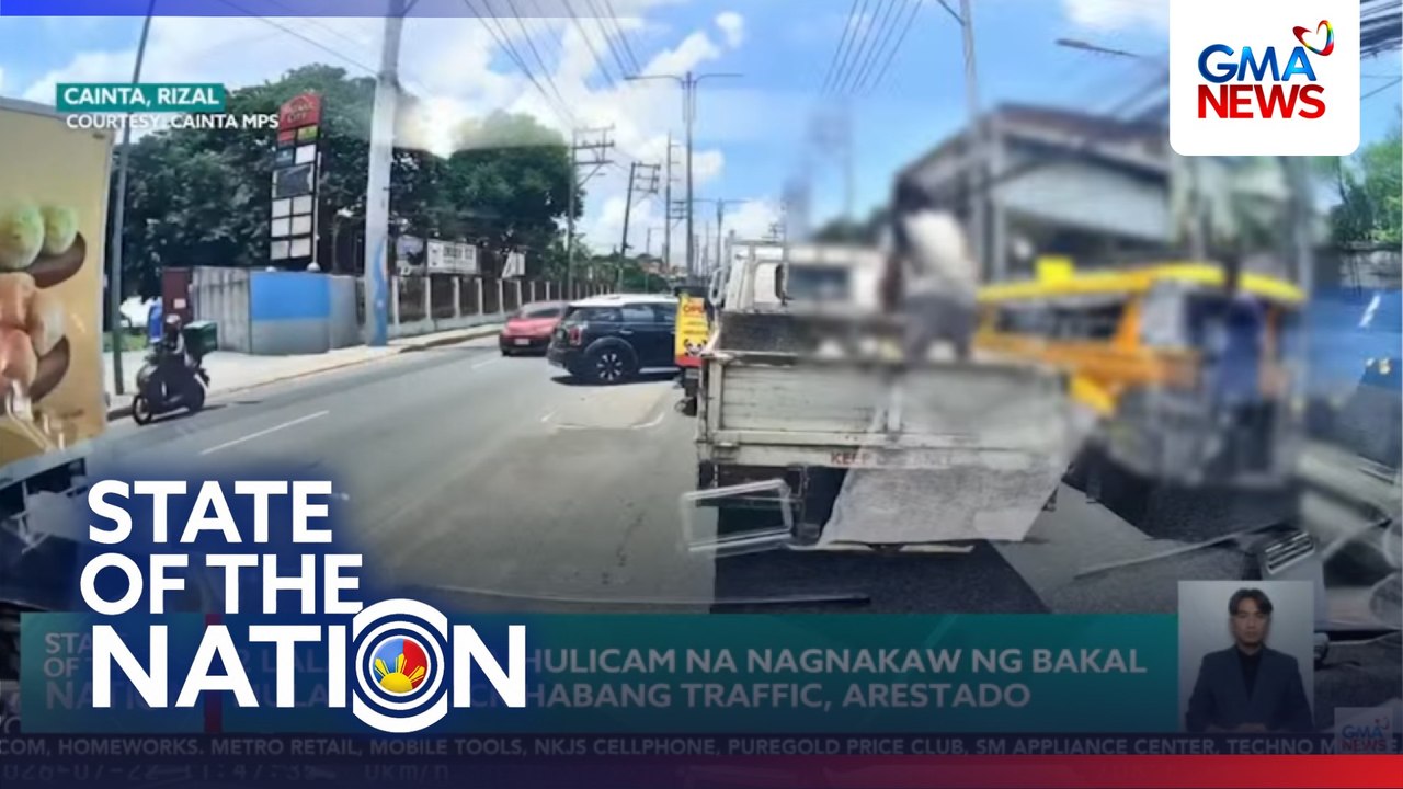 2 lalaki na na-hulicam na nagnakaw ng bakal mula sa truck habang traffic, arestado | SONA