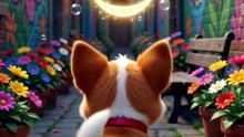 Cute puppy share smile 3D cartoon video