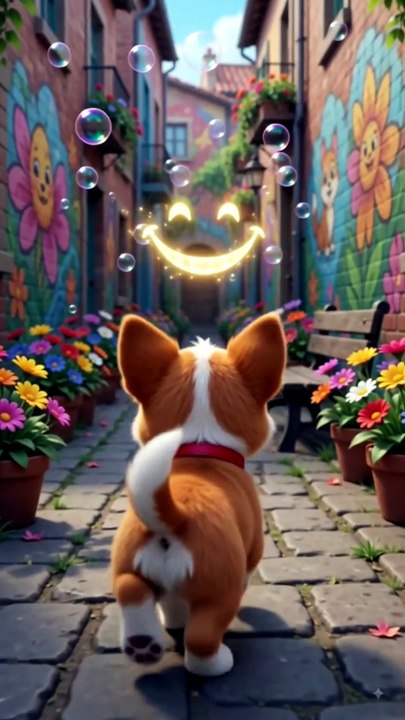 Cute puppy share smile 3D cartoon video