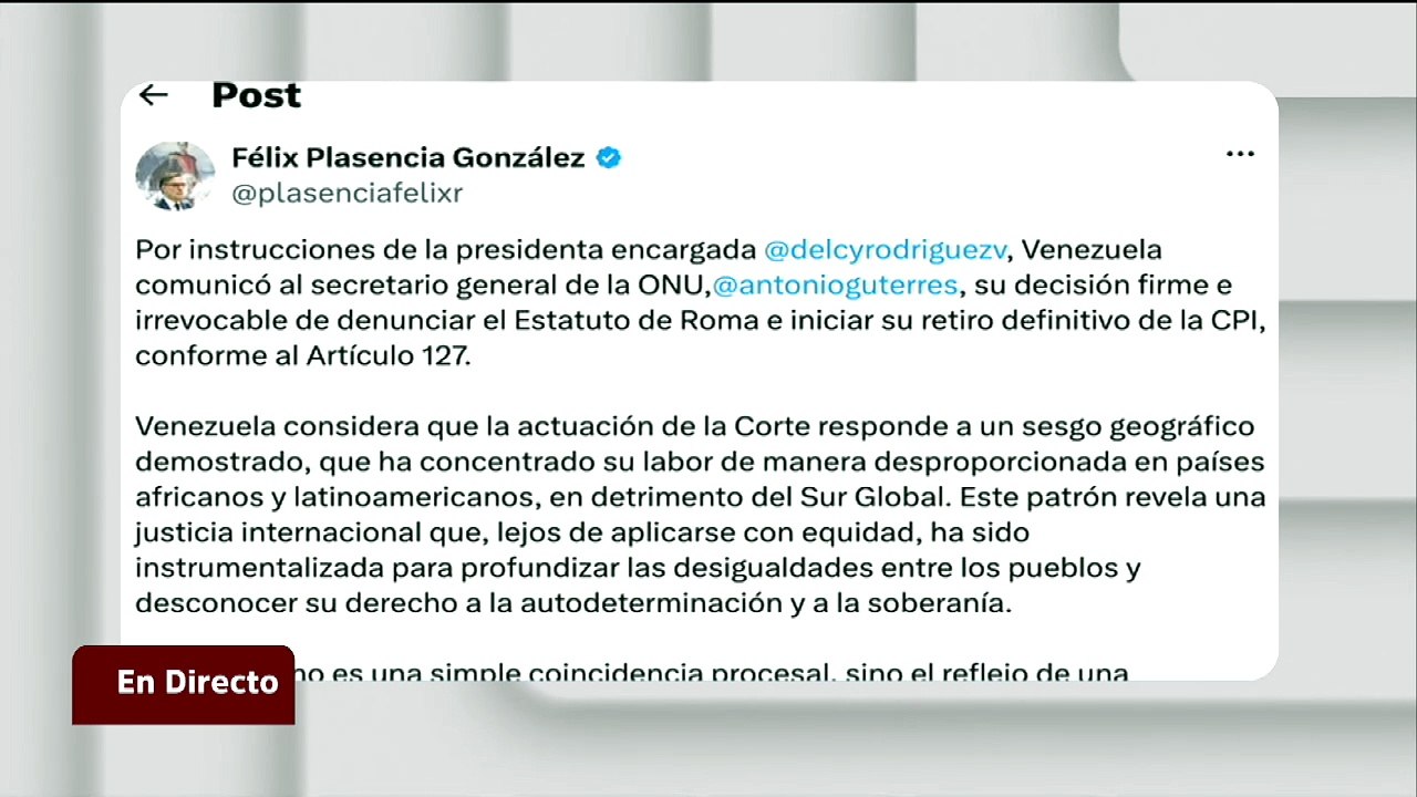 Venezuela denuncia ante la ONU el Estatuto de Roma y manifiesta su retiro de la CPI