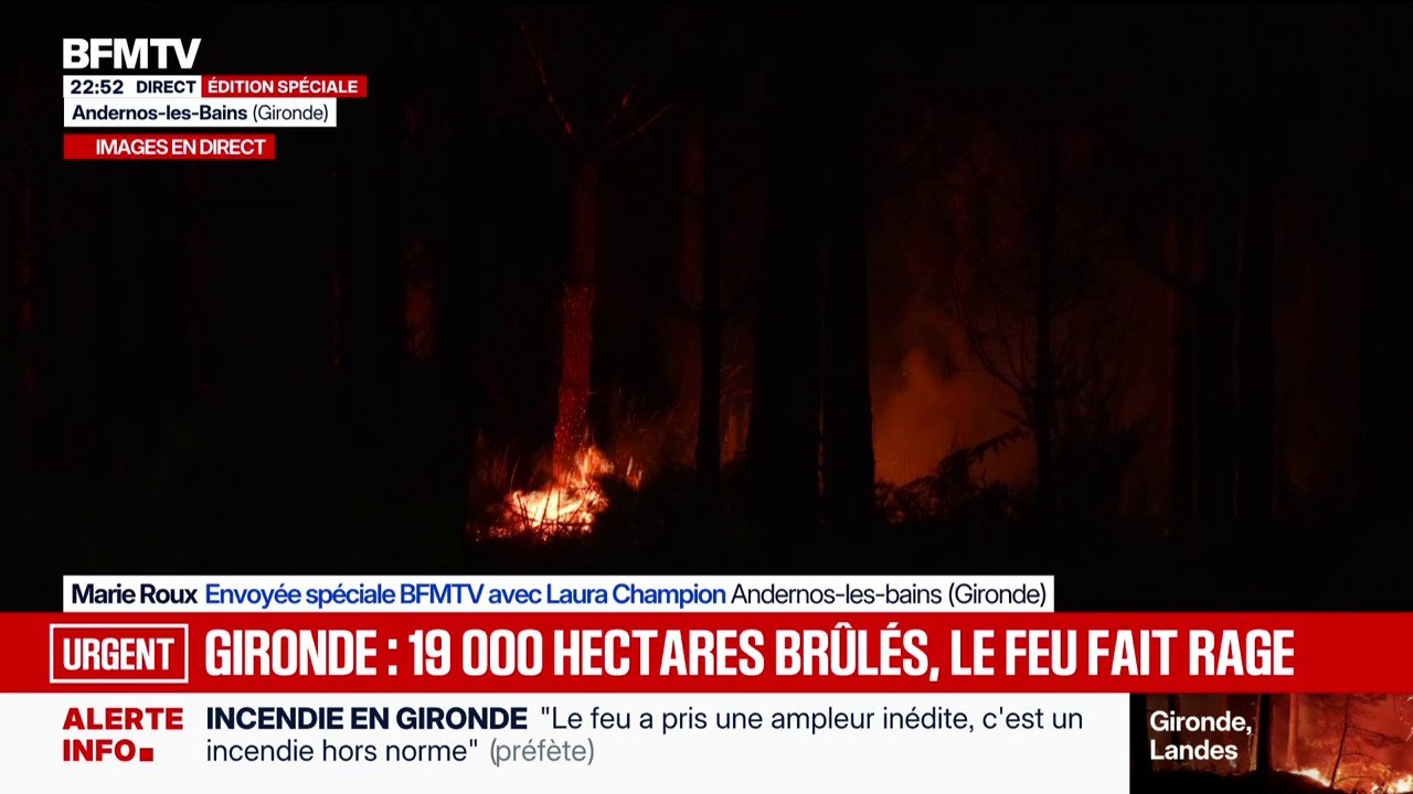Incendie en Gironde: les flammes ne faiblissent pas dans le secteur