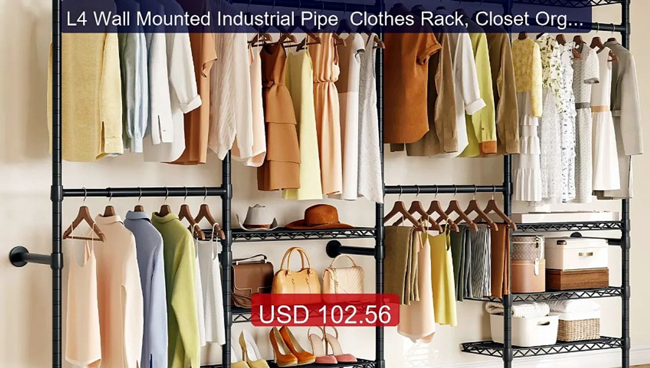 L4 Wall Mounted Industrial Pipe  Clothes Rack, Closet Organ... -- Top Pick 2026 | Unbeatable Price!