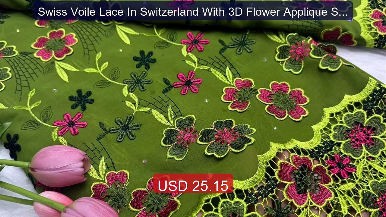 Swiss Voile Lace In Switzerland With 3D Flower Applique Stones... -- Hot Deal 2026 | Limited Offer!