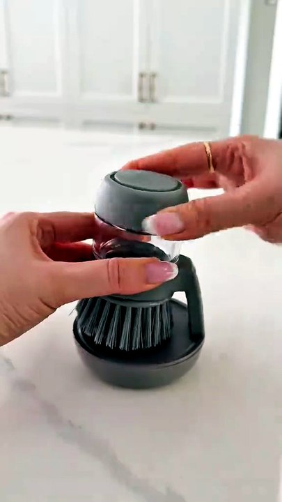 Soap dispenser and dish brush in one ✨  #dishsoap #amazonhome #kitchenfinds #cleandishes #dispenser