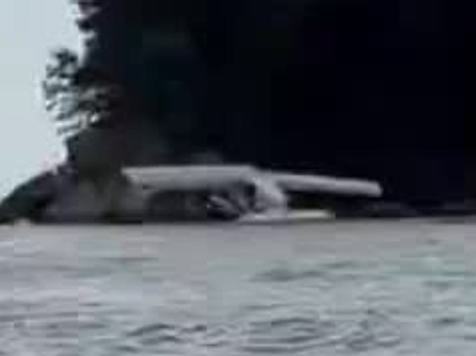 Wasserflugzeug kracht gegen Felsen und geht in Flammen auf