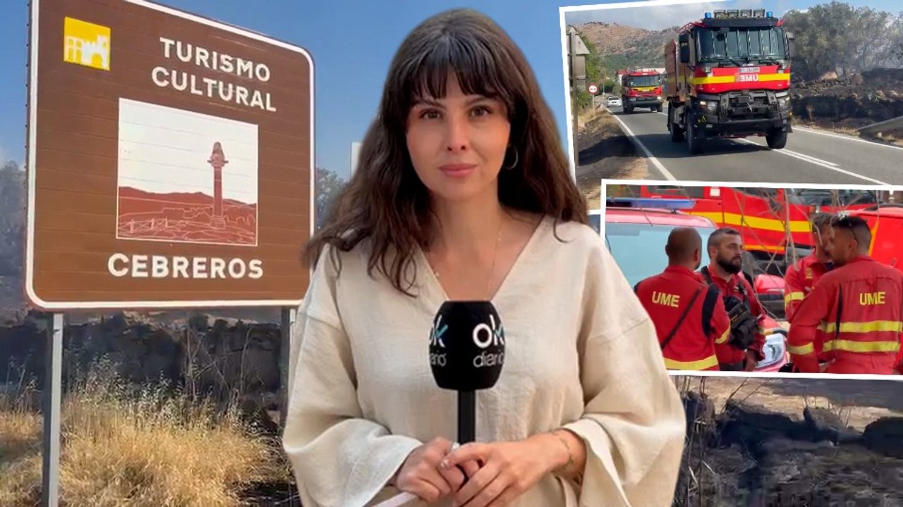 OKDIARIO en el fuego de Ávila, unido al de Madrid, que ha obligado a desalojar todo el Valle del Tiétar