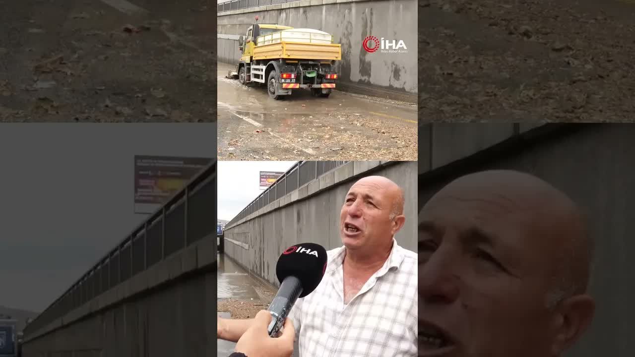 Ankara'da aracını sel sularına kaptıran adam gözyaşlarına hakim olmadı