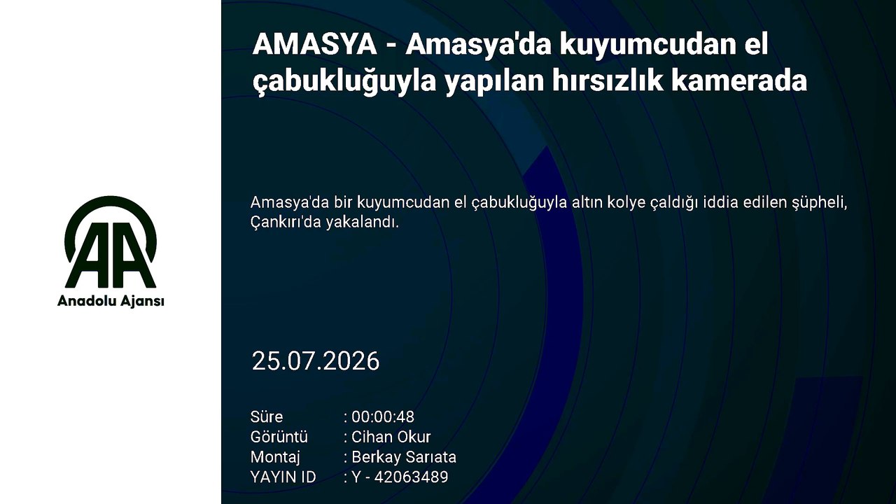 Amasya'da kuyumcudan el çabukluğuyla yapılan hırsızlık kamerada