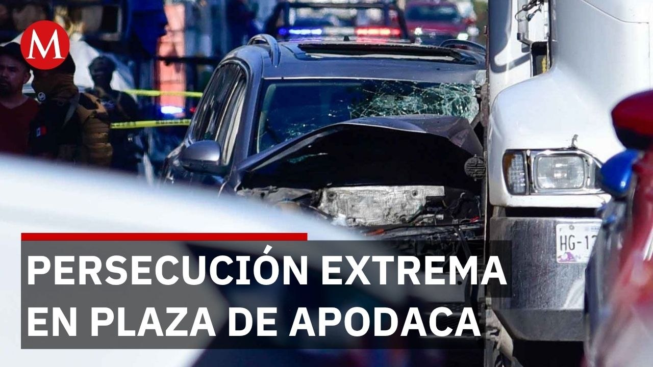 Persecución en Apodaca: camioneta irrumpe en plaza comercial y desata disparos