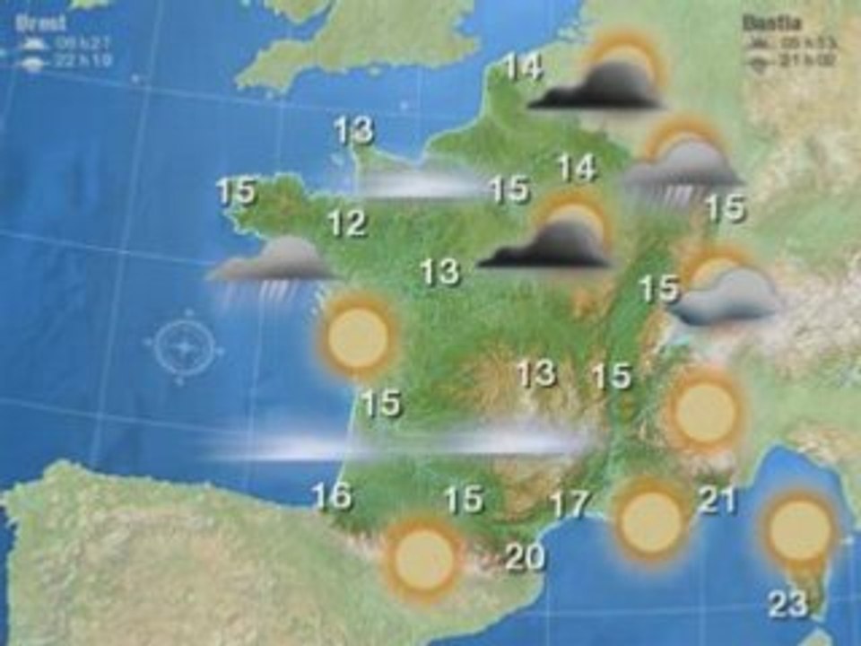 Meteo du Mercredi 9 juillet 2008