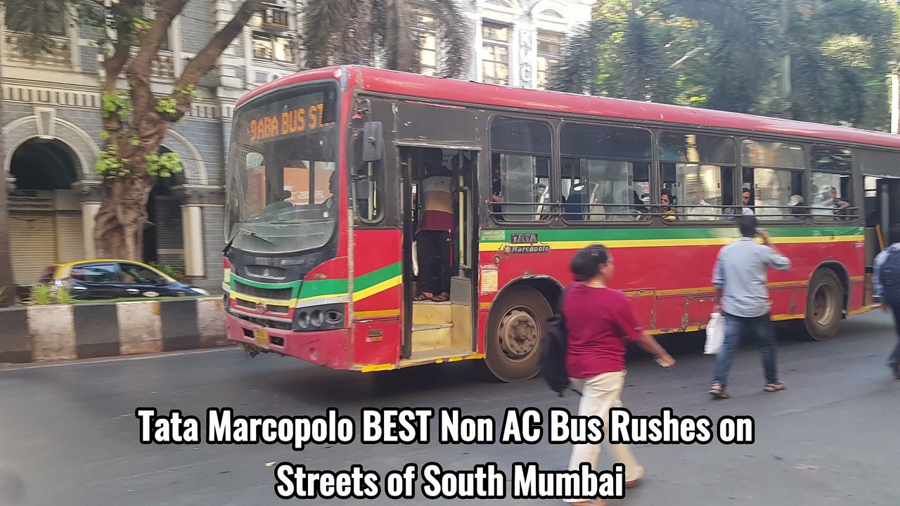 South Mumbai BEST Bus Spotting: Tata Marcopolo on Route 9 (Colaba) Rushes on Roads