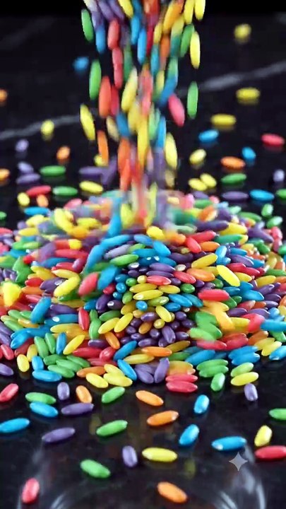 Colorful Rice Grains Pouring in Slow Motion | Relaxing ASMR & Satisfying Visuals