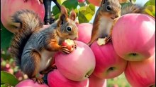 #Tupai makan buah apel