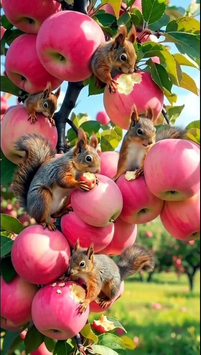 #Tupai makan buah apel