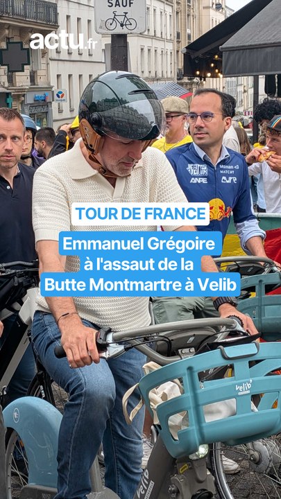 Tour de France : le maire de Paris Emmanuel Grégoire remonte Montmartre à Vélib' avant le passage des coureurs