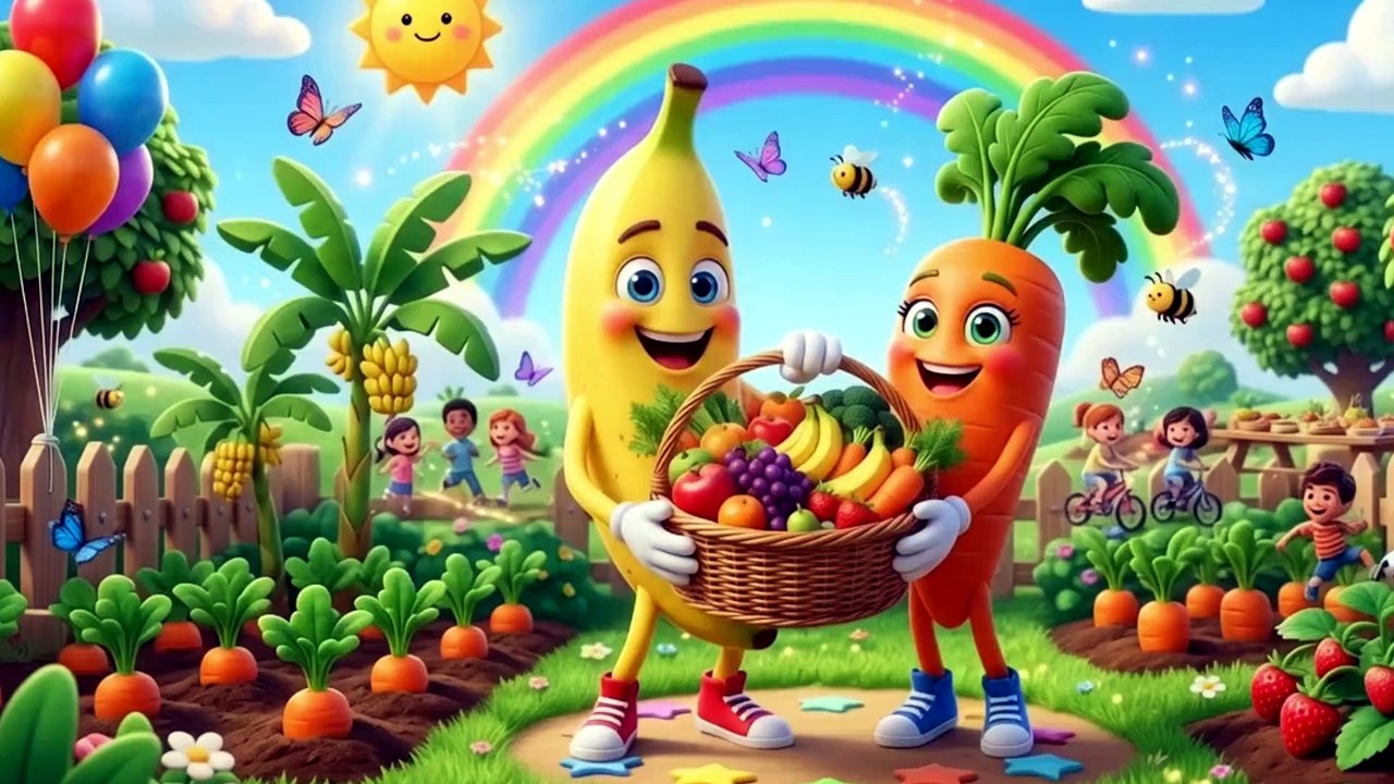 Banana  & Carrot 🥕 Song for Kids | Healthy Food Nursery Rhyme | Energy Champion & Strong Eyes Hero