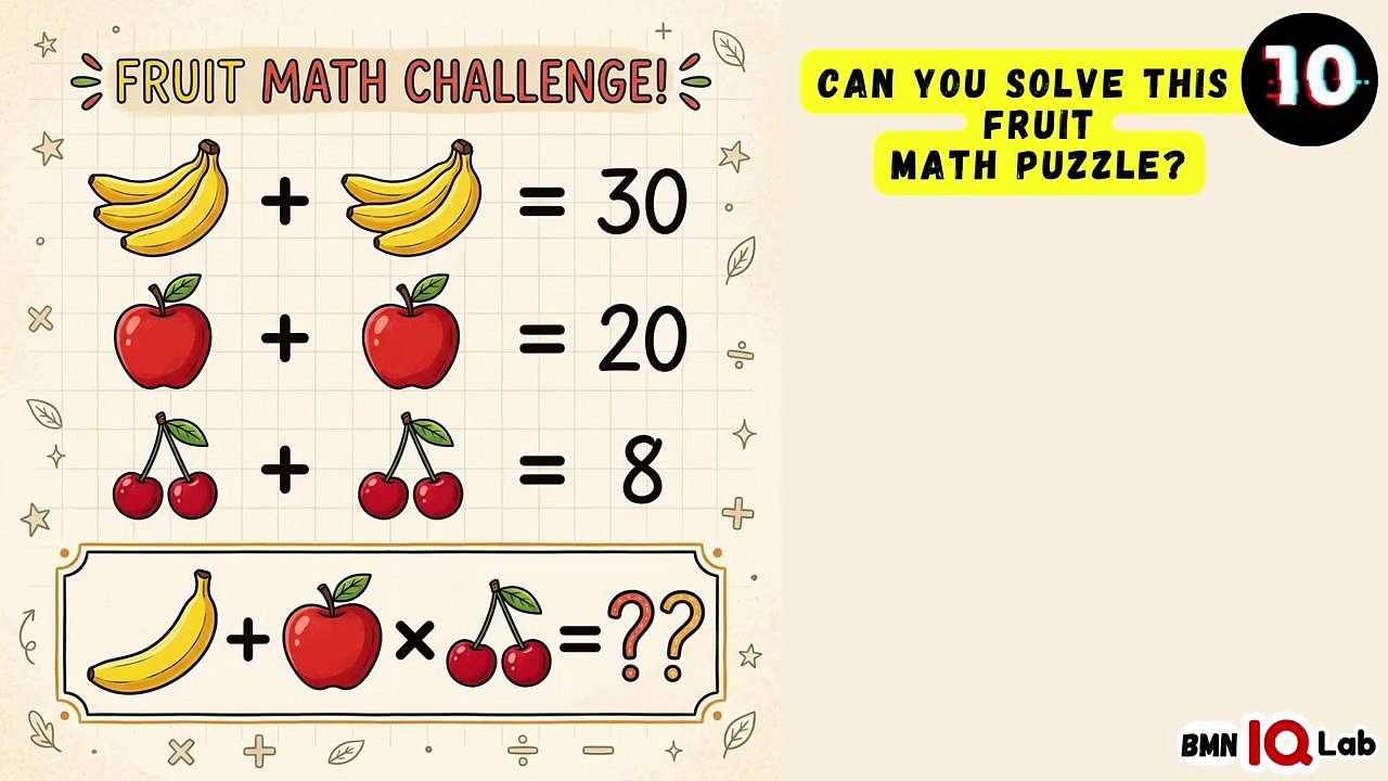#ThinkYouAreSmart 😏😒 Can you solve this fruit math puzzle? (Part 2) 🍎🍒