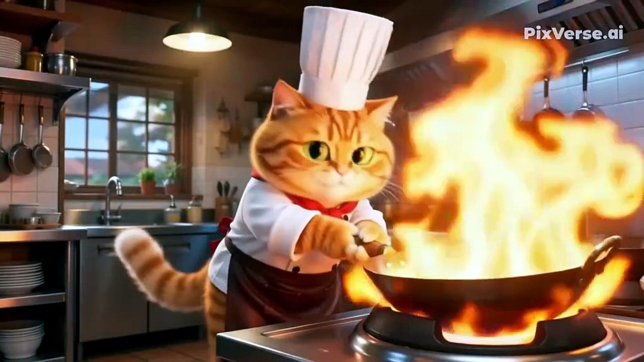 🐱 Chef Cat Makes the Best Seafood Fried Rice 🍤