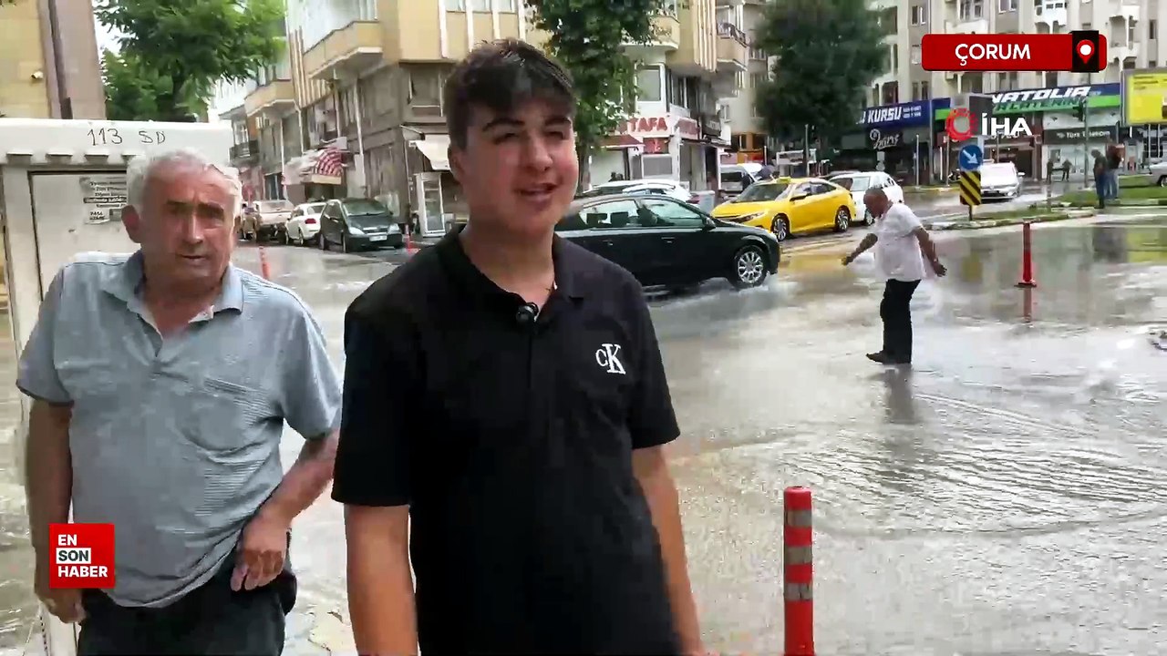 Çorum’da sağanak sonrası sokaklar göle döndü