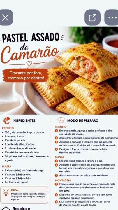 Pastel assado de Camarão