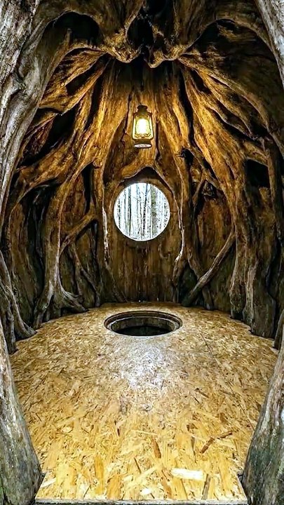 Building a Hidden Underground Tree Root Shelter with a Bedroom and Survival Supplies#built #construction