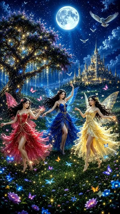 Fairies are passing lovely times in a enchanted forest.