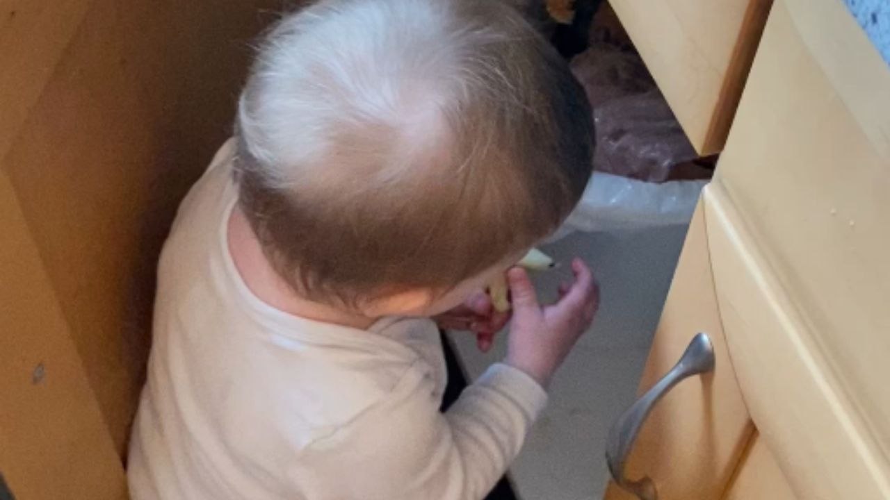 Young Girl Goes Silent and Samples Onion Scraps from Trash