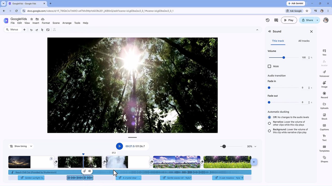 Google Vids 50 Balance Sound of All Tracks