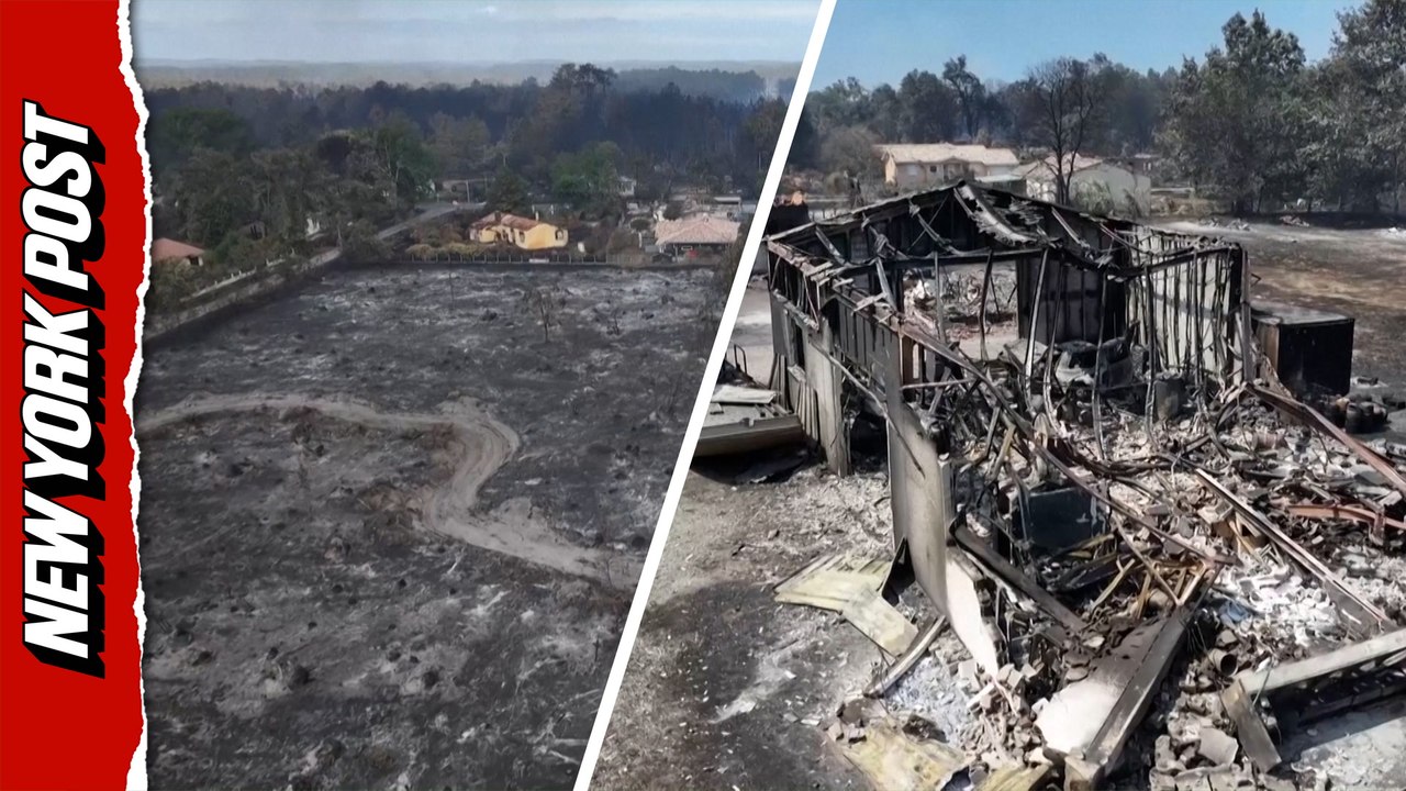Drone captures the trail of destruction left by France wildfires
