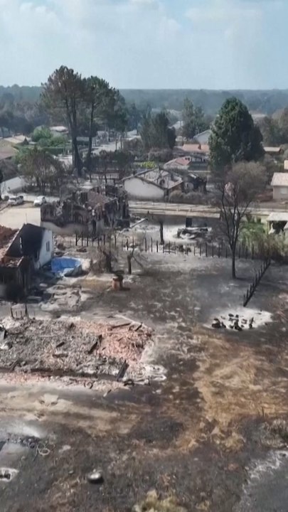 Drone captures trail of destruction left by France wildfires