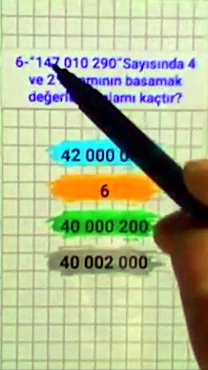 2.9- Basamak değeri ve Sayı değeri (test) - 5. Sınıf Matematik #shorts