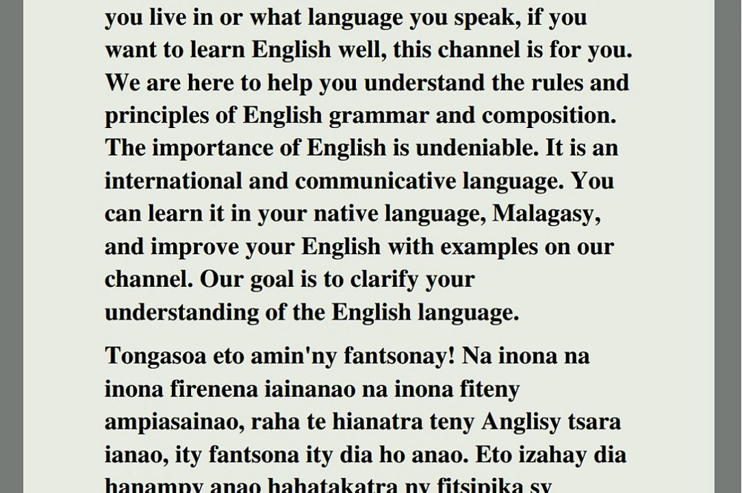 Mianatra Teny Anglisy Amin'ny Teny Malagasy(Ianaro ny momba ny loha-fehezanteny, ny famaritana (predicate), ny fehezankevitra ary ny andian-teny amin'ny tenin-dreninao