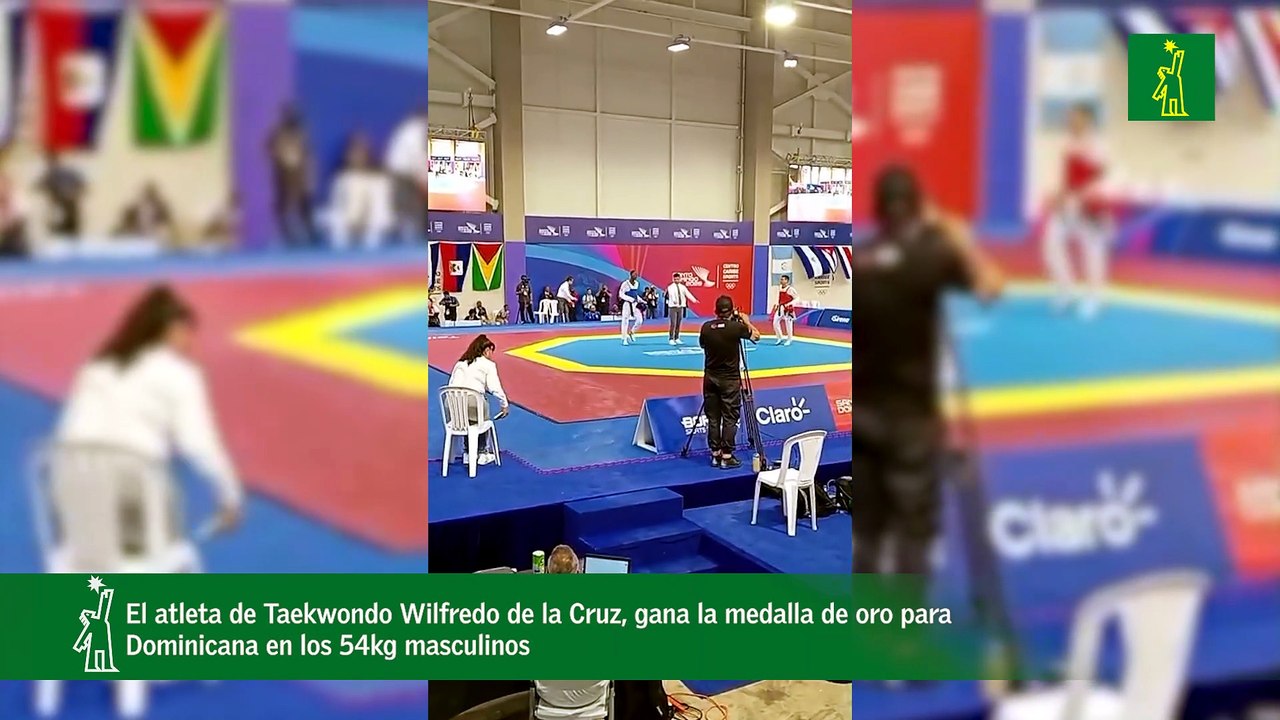 El atleta de Taekwondo Wilfredo de la Cruz, gana la medalla de oro para Dominicana en los 54kg masculinos