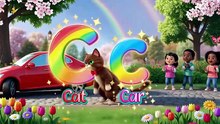 preschool children (ages 3–7) teaching the English letter "C".