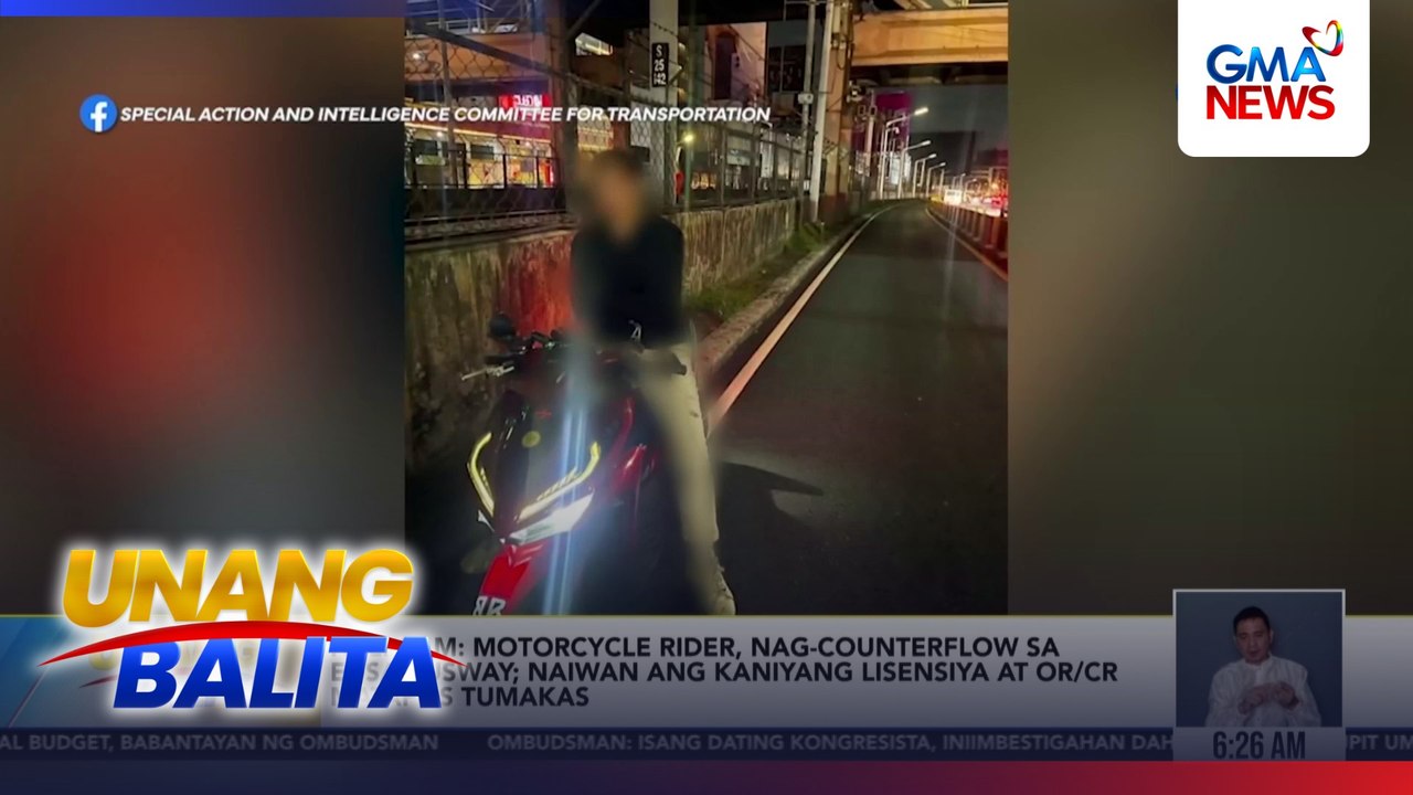 Huli-cam - Motorcycle rider, nag-counterflow sa EDSA busway; naiwan ang kaniyang lisensiya at OR/CR matapos tumakas | Unang Balita