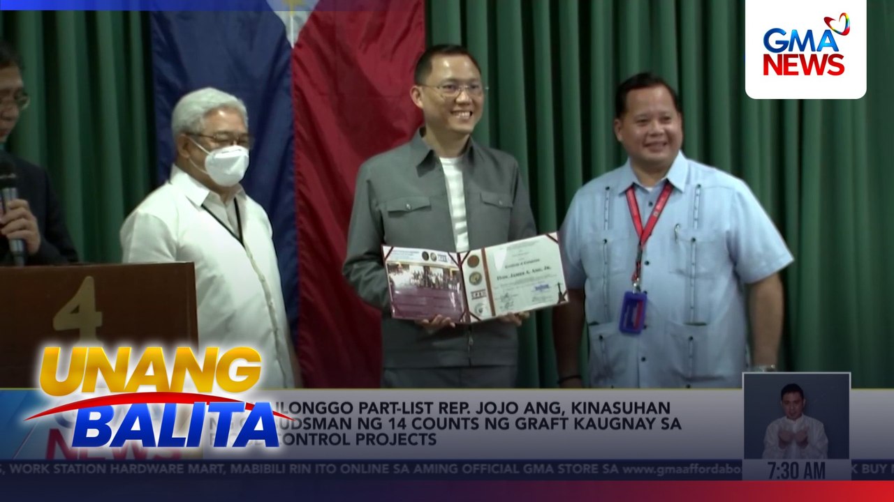 Uswag Ilonggo Part-list Rep. Jojo Ang, kinasuhan ng Ombudsman ng 14 counts ng graft kaugnay sa flood control projects | Unang Balita